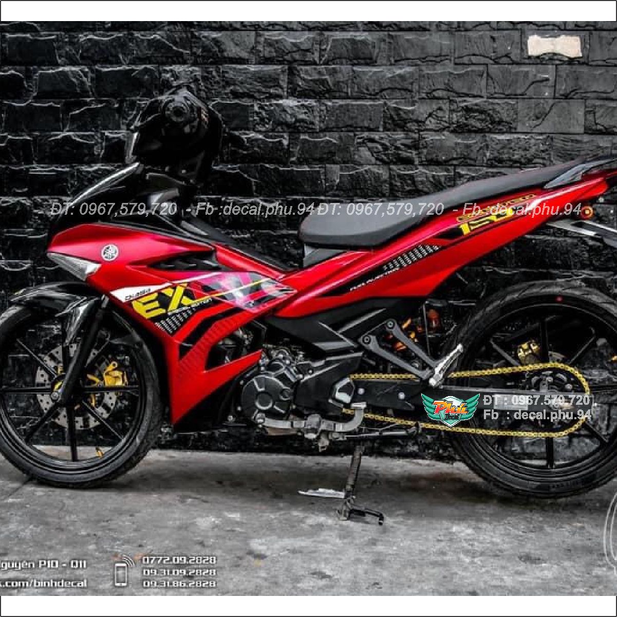 Tem rời exciter 150 y15zr full đỏ