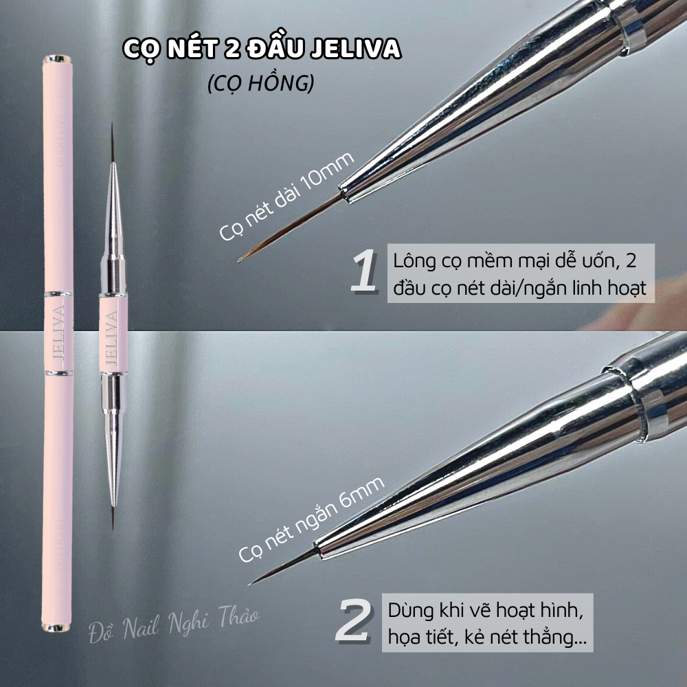 Cọ vẽ nét nail JELIVA 2 đầu Nghi Thảo