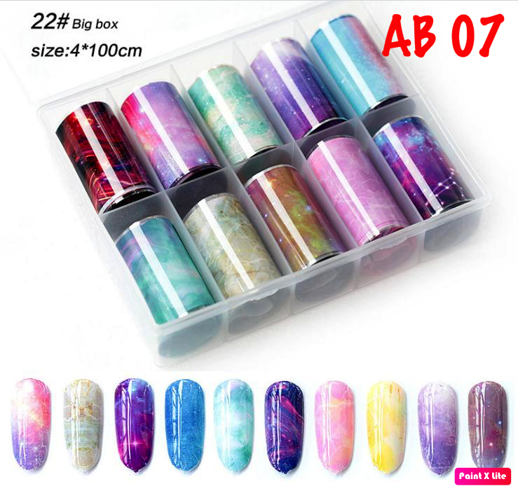 Foil Trang Trí Móng Set Vân Đá Hộp 10 Ô