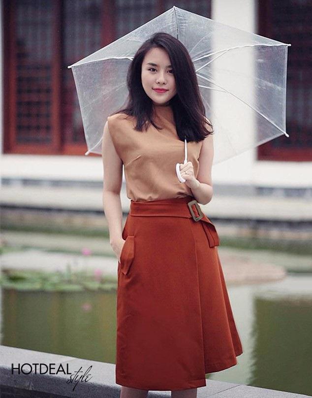 [HCM]Chân váy chữ A phối túi galice