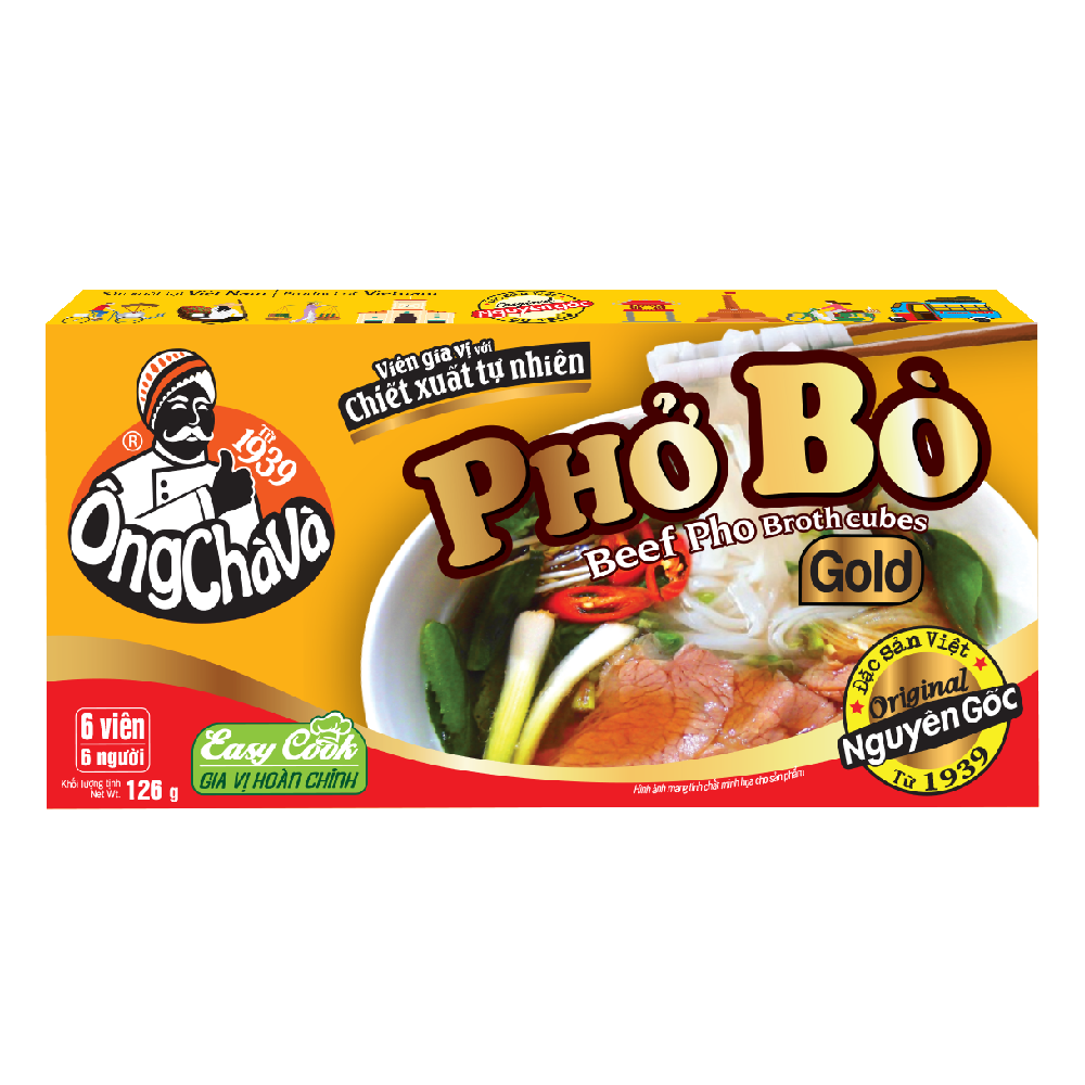 Combo 10 Hộp Viên Gia Vị Phở Bò Gold Ông Chà Và 126g