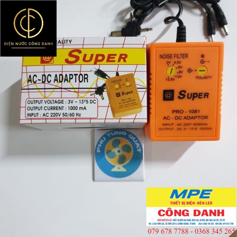 Adaptor đa năng 3v 4.5v 6v 9v 12v 13.5v