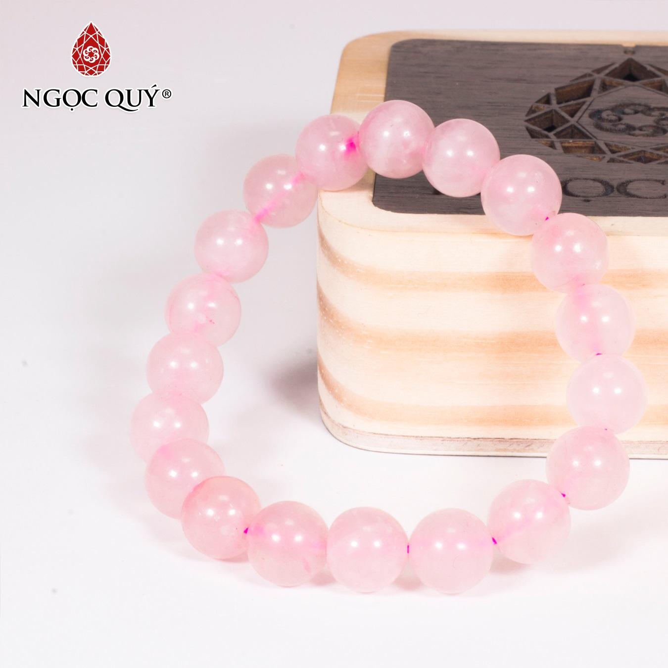 [HCM]Vòng tay đá thạch anh hồng 10mm mệnh hỏathổ (màu hồng) - Ngọc Quý Gemstones