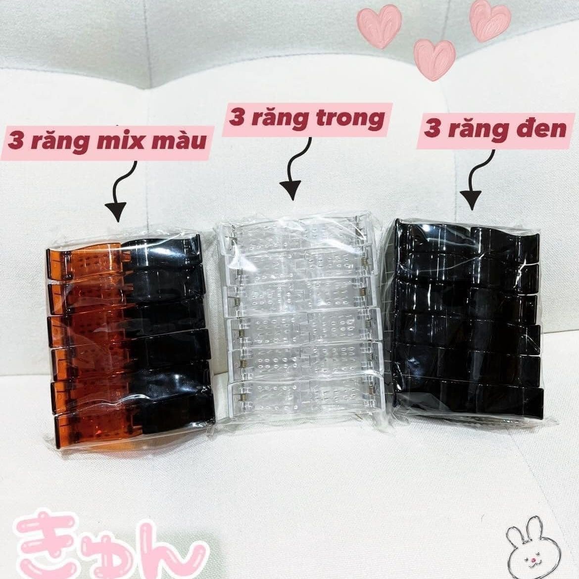 TKVT2 - Cào tóc, cặp tóc 3 răng [LOẠI NHỰA ĐẸP] - 1 SÉT 12 CHIẾC