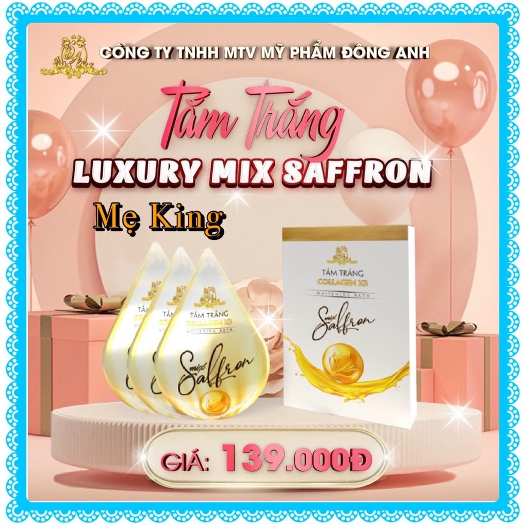 [HCM]Tắm trắng toàn thân kích trắng collagen x3 Đông Anh Luxury Mix Saffron hộp 3 gói MixASale