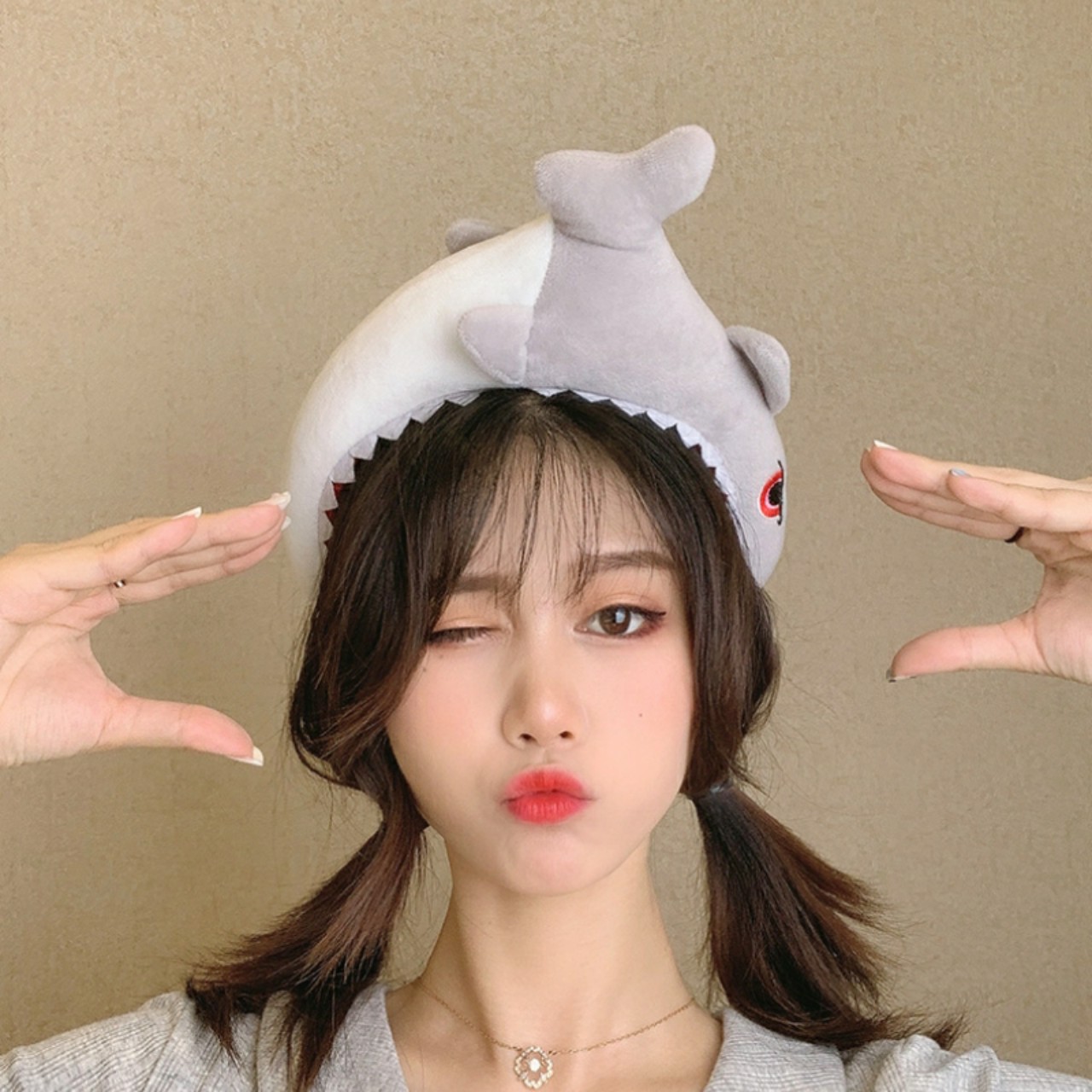 Wide mouth shark headband