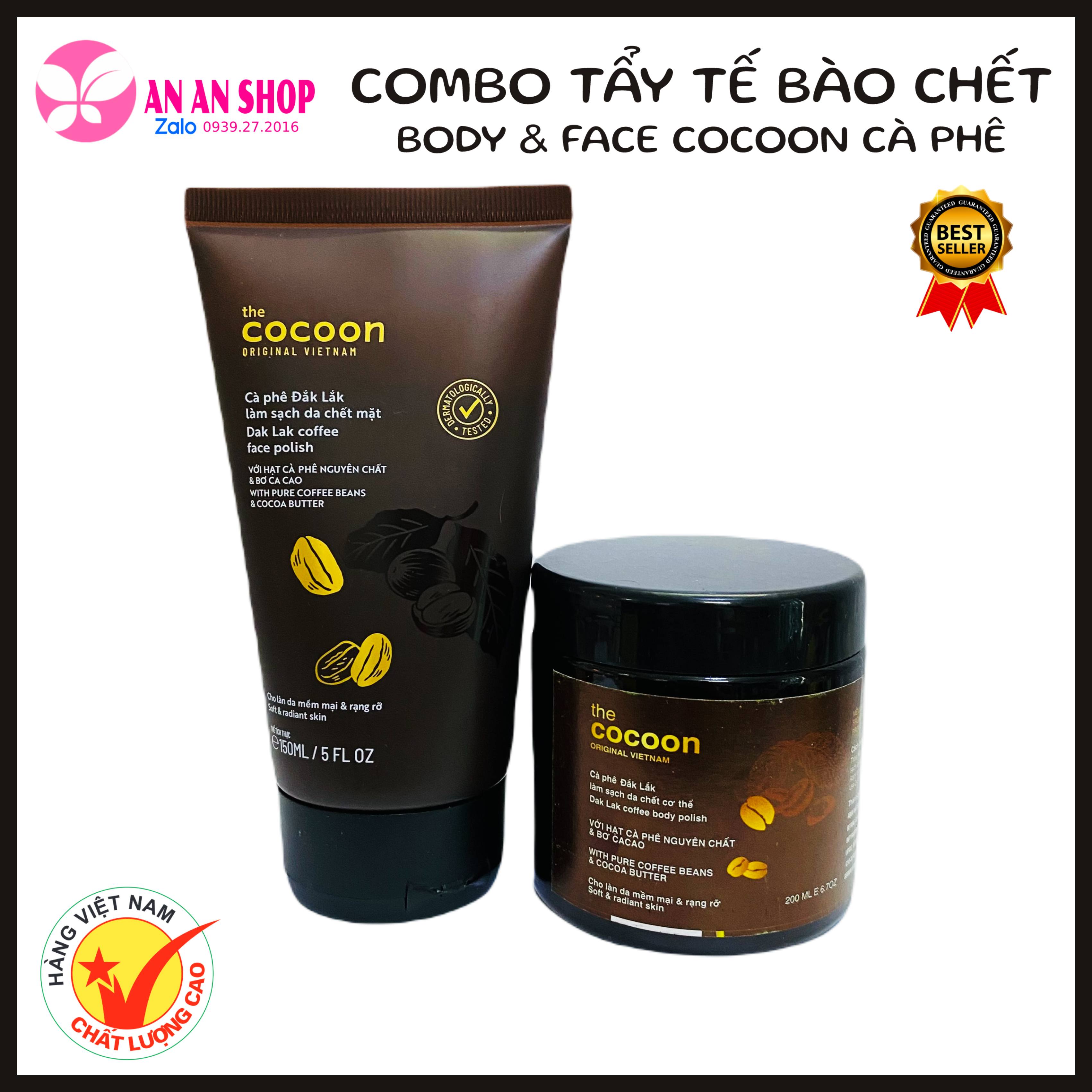Combo Tẩy tế bào chết Cocoon cho mặt và body - Tẩy tế bào chết da mặt Cocoon 150ml + tẩy tế bào chết body Cocoon 200ml