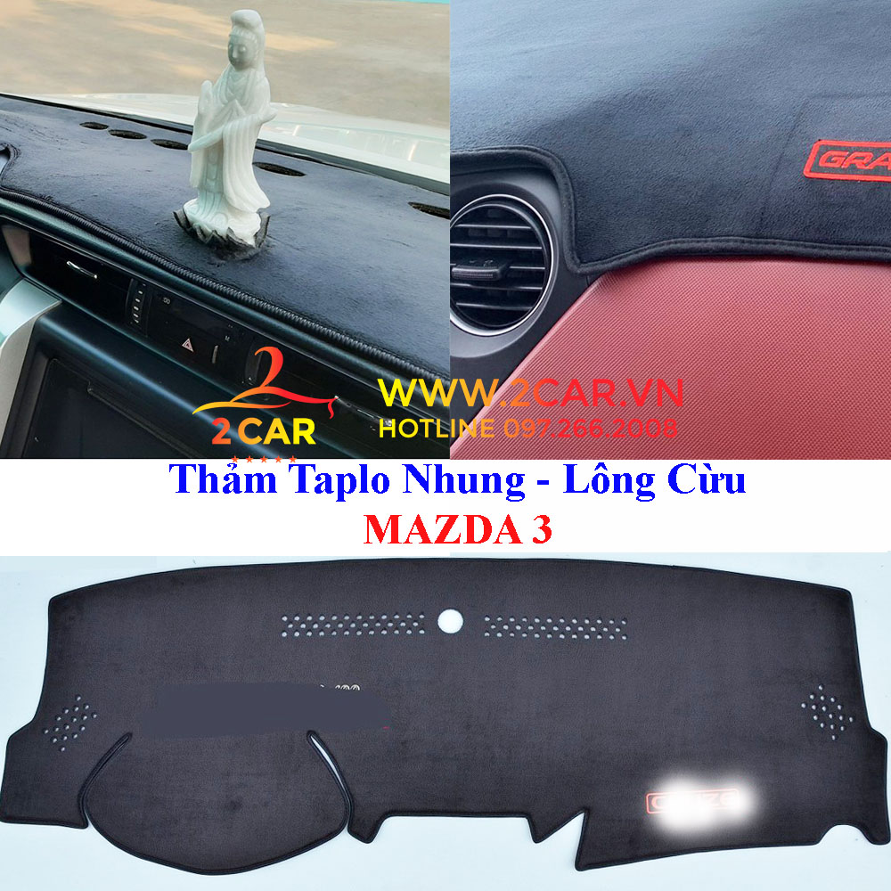 Thảm taplo nhung lông cừu xe mazda3 chống nóng tốt, chống trơn trượt, vừa khít theo xe