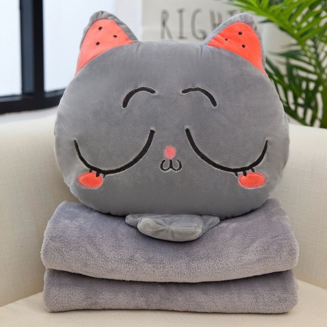 Bộ chăn gối văn phòng Totoro xám biểu cảm Fhome