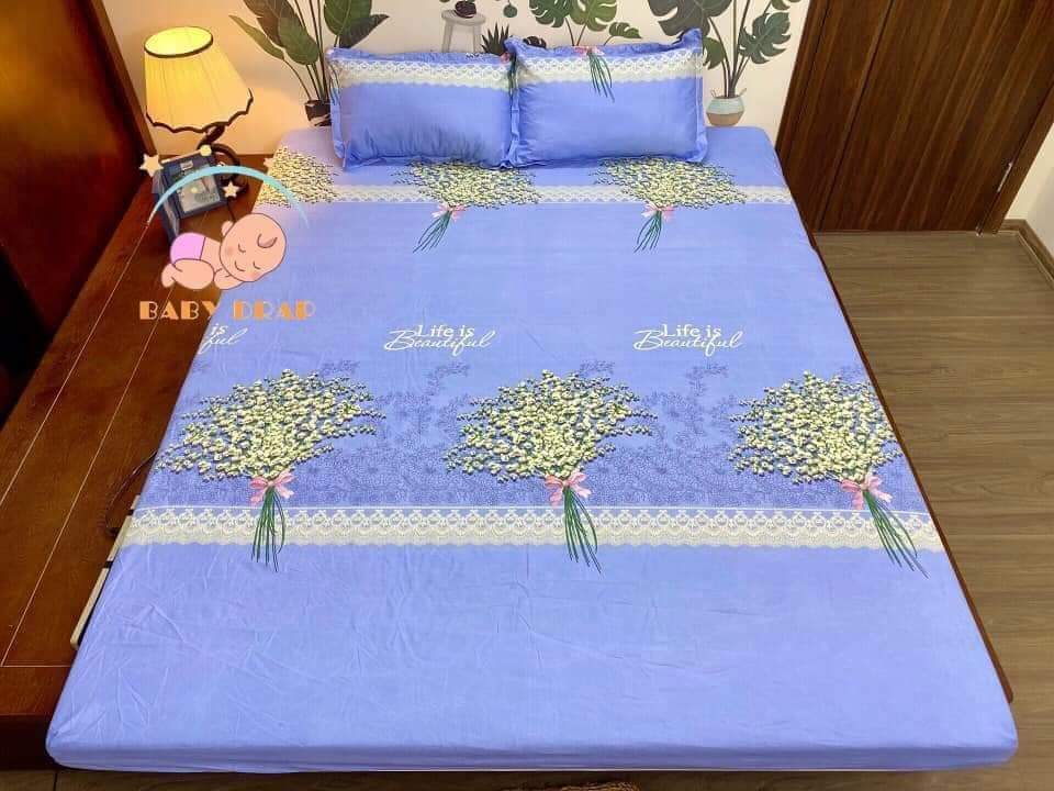 Bộ Chăn Ga Gối Hè Thu 5 Món ( Gồm 1 Chăn Hè, 1 ga bo chun,2 vỏ gối và 1 vỏ gối ôm