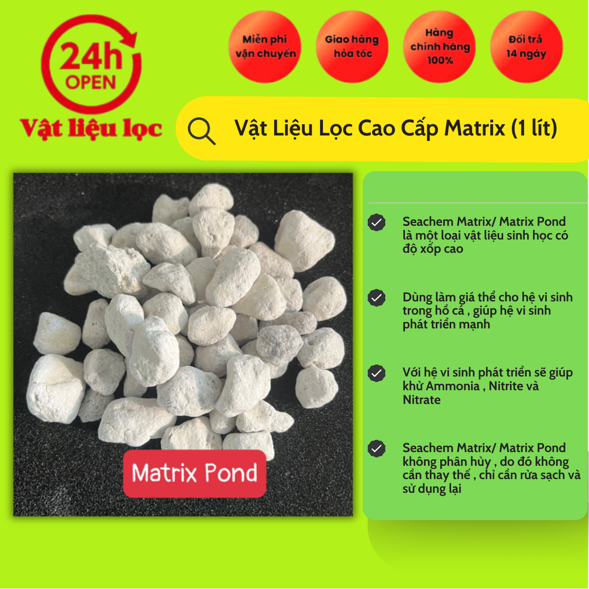 Vật Liệu Lọc Cao Cấp Matrix (1 lít)