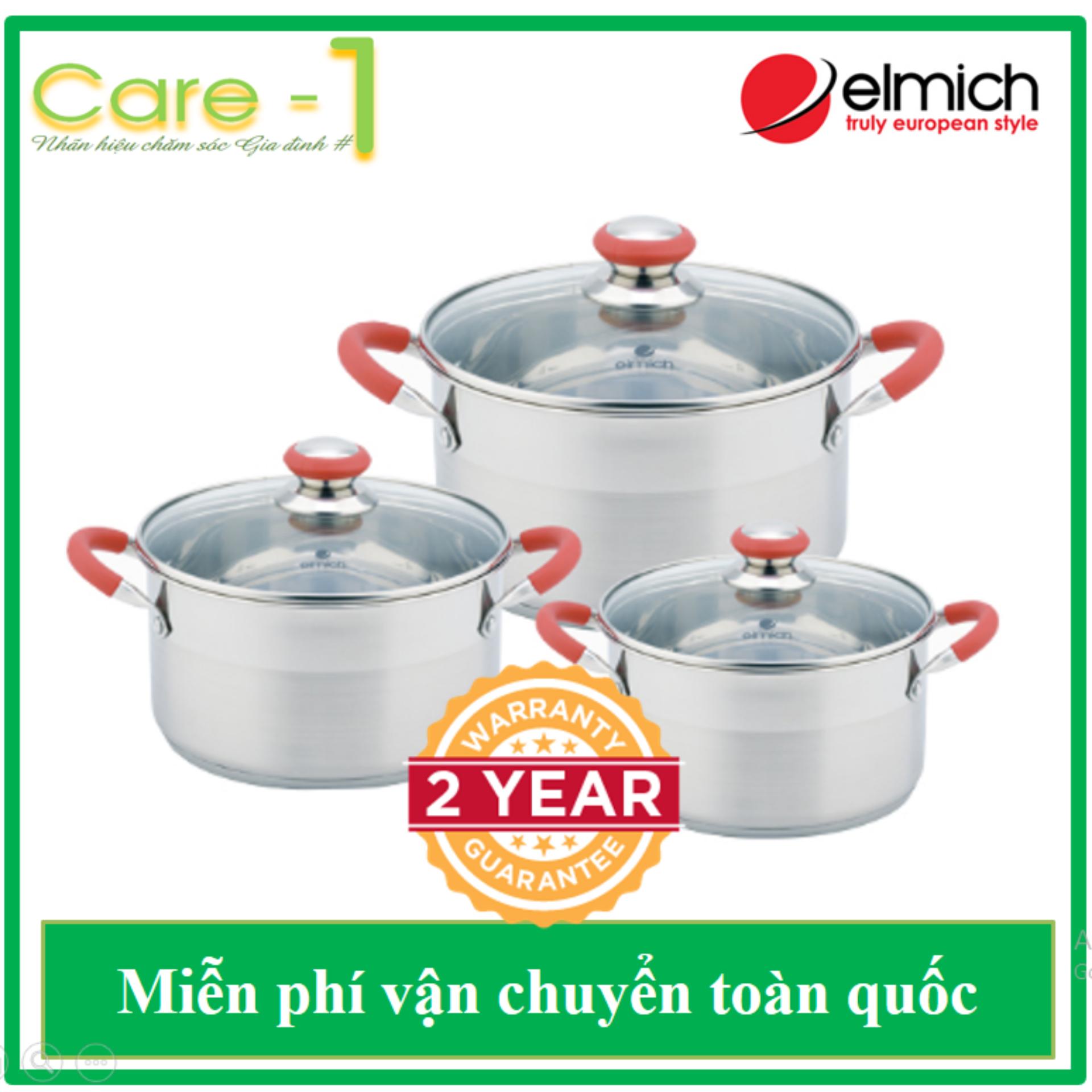 BỘ NỒI INOX ELMICH CAO CẤP 3 CHIẾC EL-3336 - BẢO HÀNH 5 NĂM