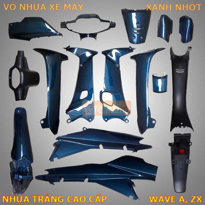 Dàn áo xe máy Wave a, Wave 100 đời đầu Nhựa PP đen màu XANH NHỚT
