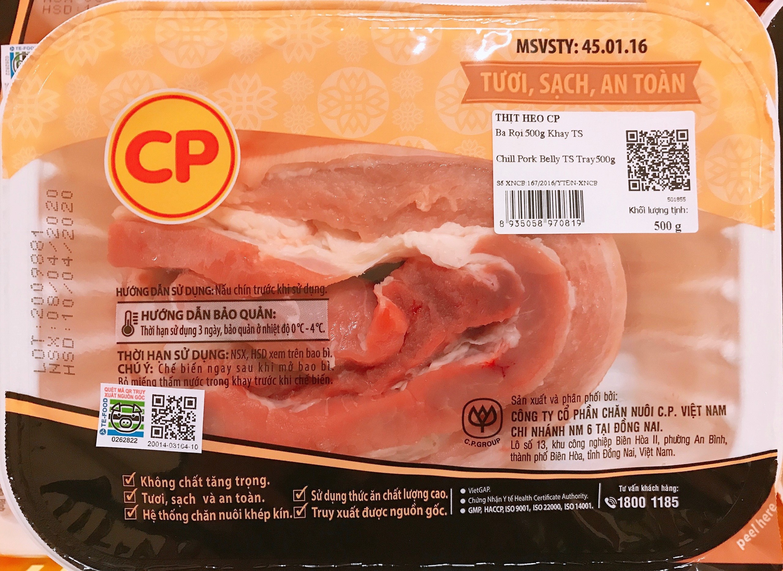 HCM - Ba rọi heo CP 500gr