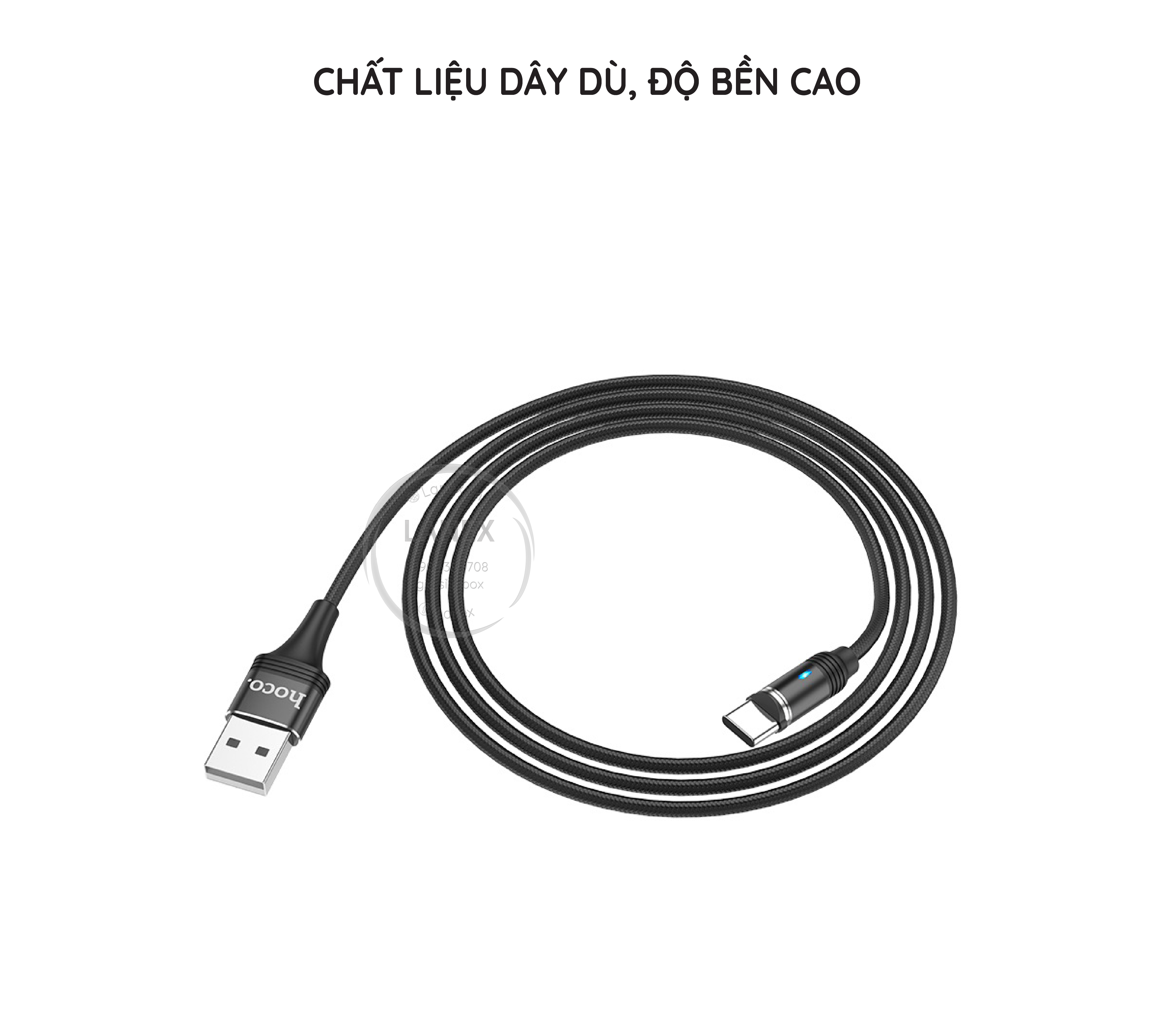 Cáp Sạc Nhanh Hoco U76 Dây Dù Nam Châm Type C 3.0a Dài 1.2m