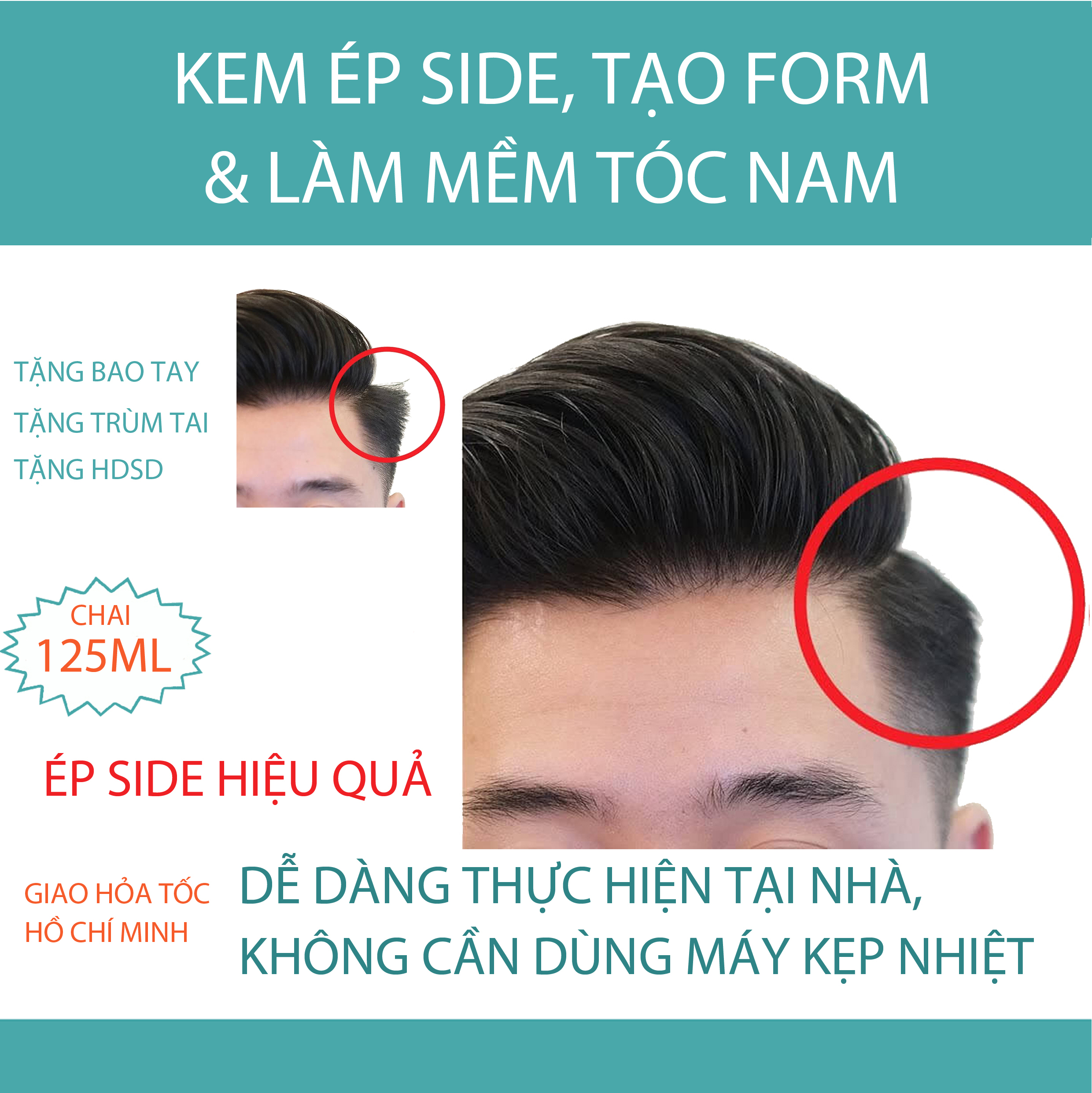 Kem Ép side, Duỗi Tóc, Tạo Form và Làm Mềm Tóc Nam