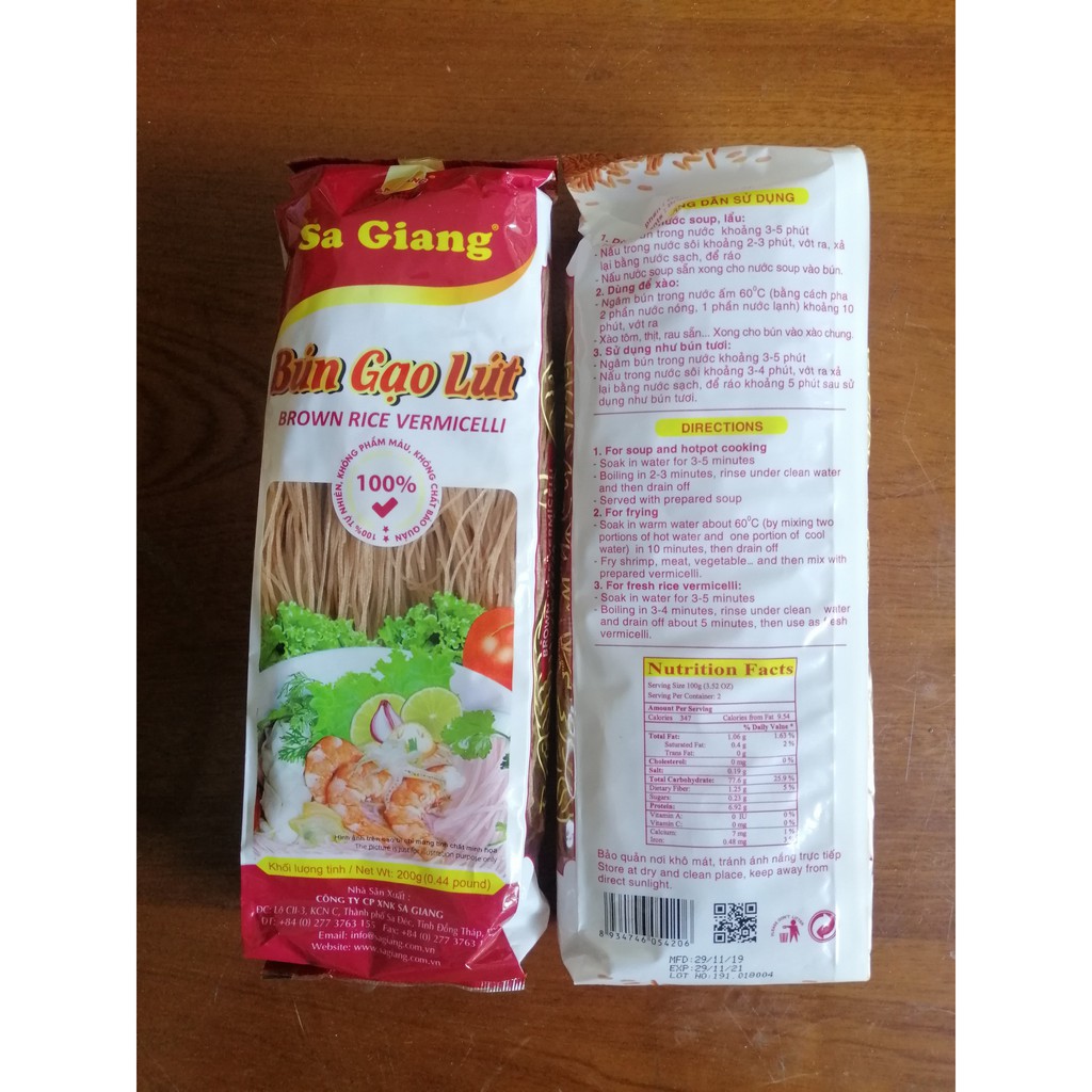 [HCM]Bún gạo lứt Sa Giang 200g (date luôn mới)