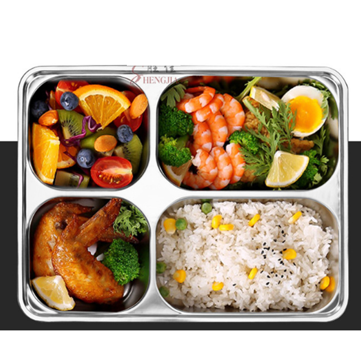 Khay inox 5 ngăn SUS - Khay đựng cơm inox cao cấp