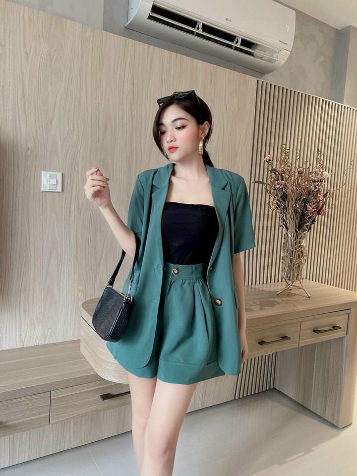 bộ nữ 3 món, bộ vest đùi cá tính