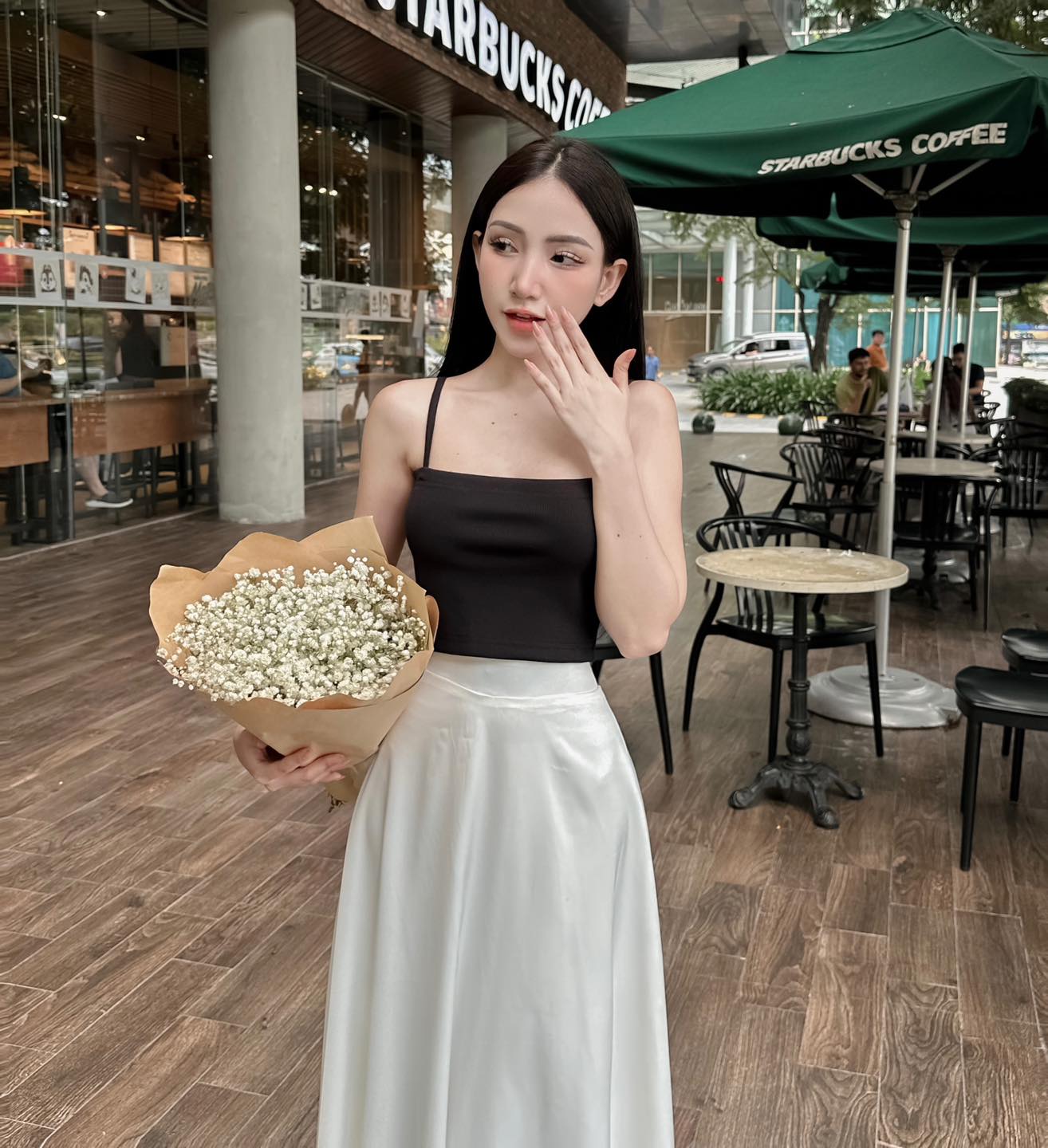 Chân váy lụa satin nữ 2 lớp "Long skirt"EllyClothing