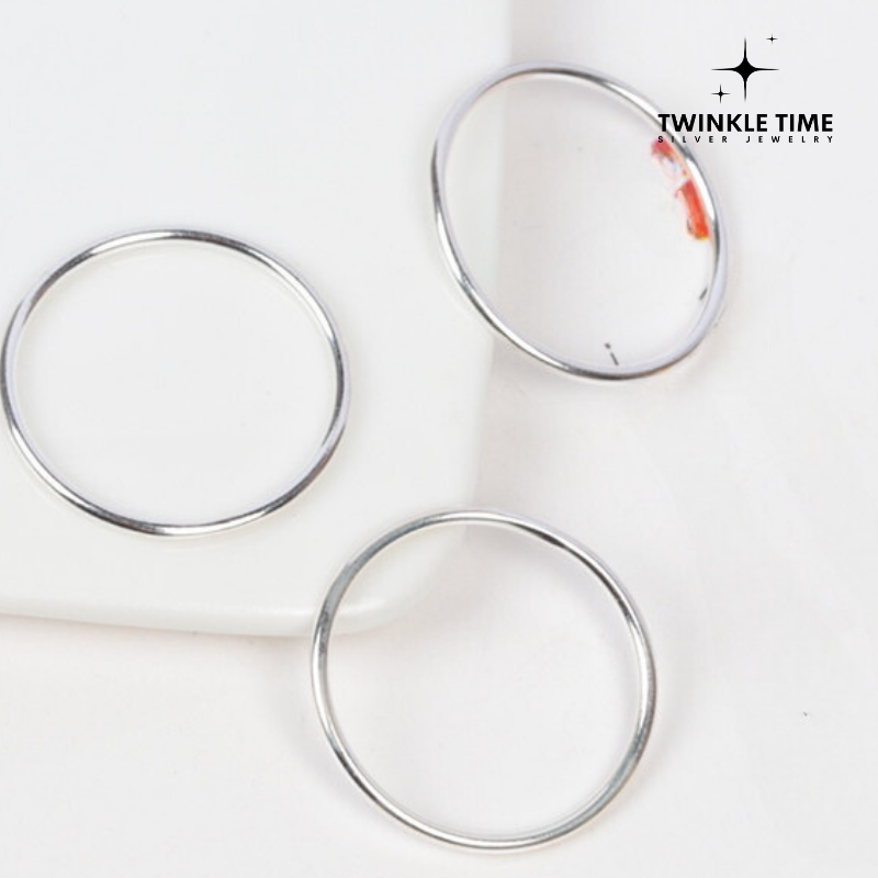 Nhẫn bạc TWINKLE TIME cao cấp tròn trơn basic cá tính, đơn giản, tinh tế TT022