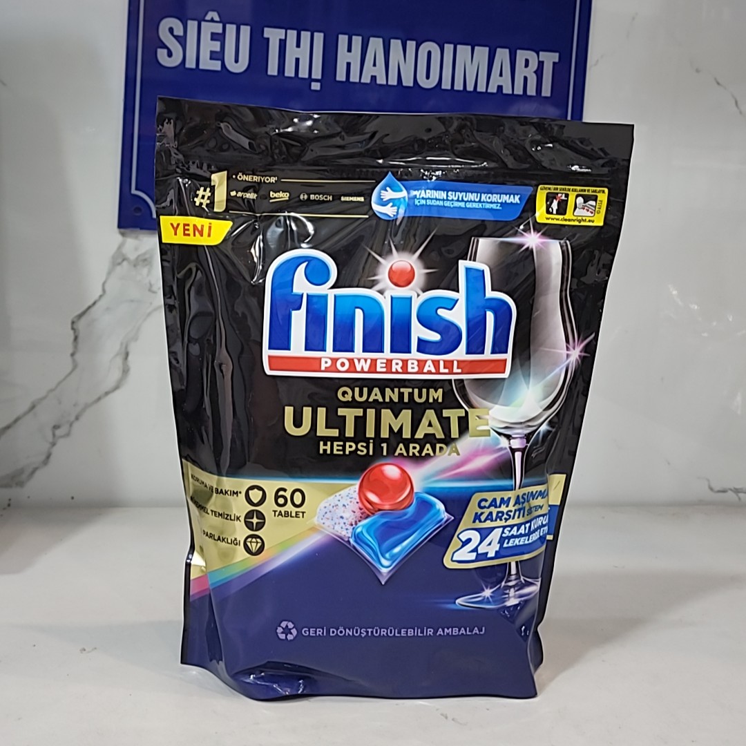 Combo Viên rửa bát Finish eco 60 viên hoặc Bóng finish hữu cơ 400ml