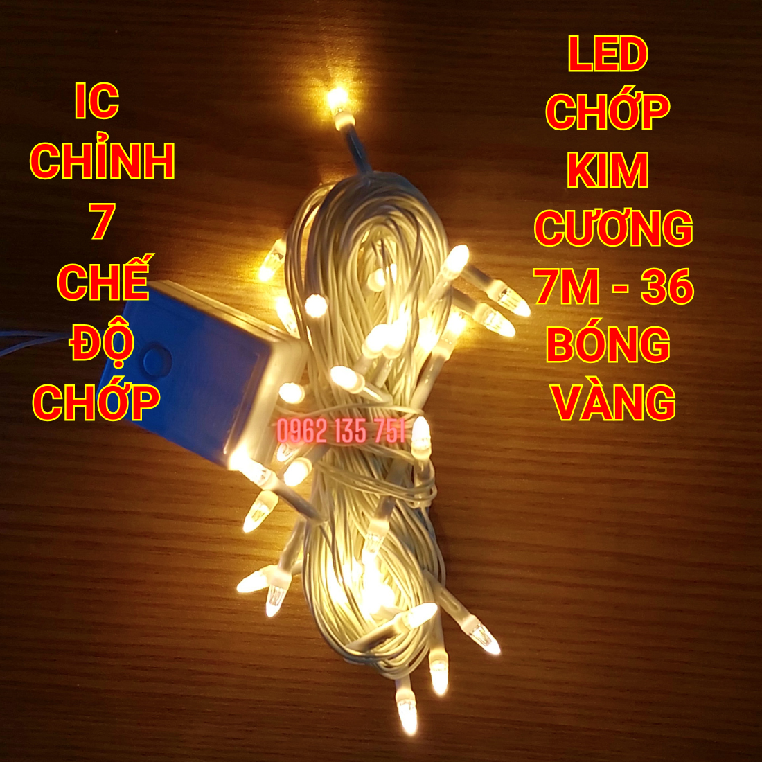 Dây đèn led chớp kim cương/led chớp nhọn trang trí noel dài 8m - 36 bóng