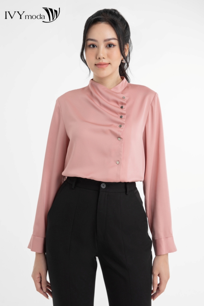 Áo sơ mi khuy cách điệu IVY moda MS 17M7036