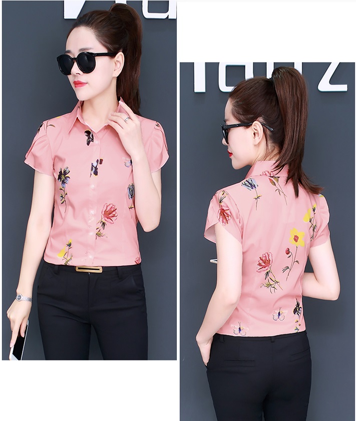 Sơ mi nữ cổ bẻ ngắn tay hoạ tiết sm97