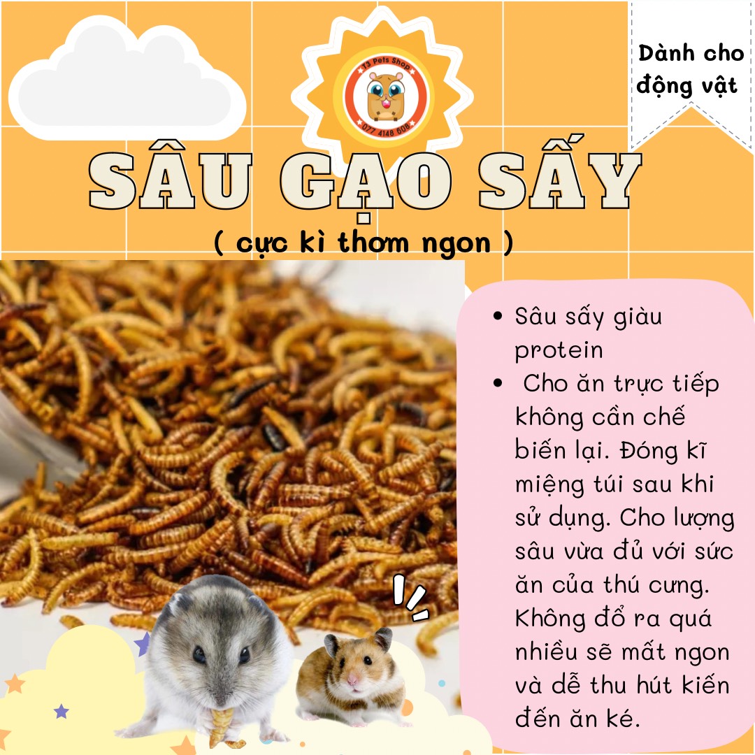 Sâu gạo sấy dành cho hamster sóc nhím