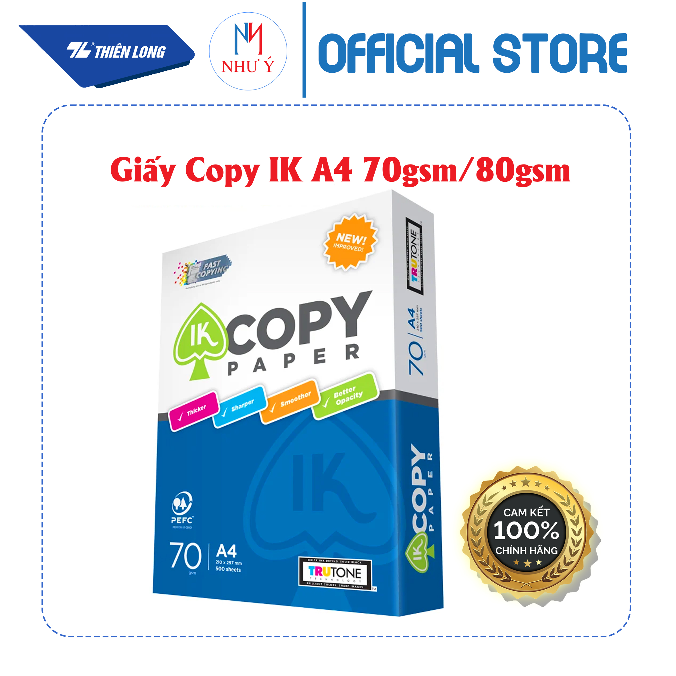 Giấy in photo A4 IK Copy IK/70 gsm- 500 tờ/gram