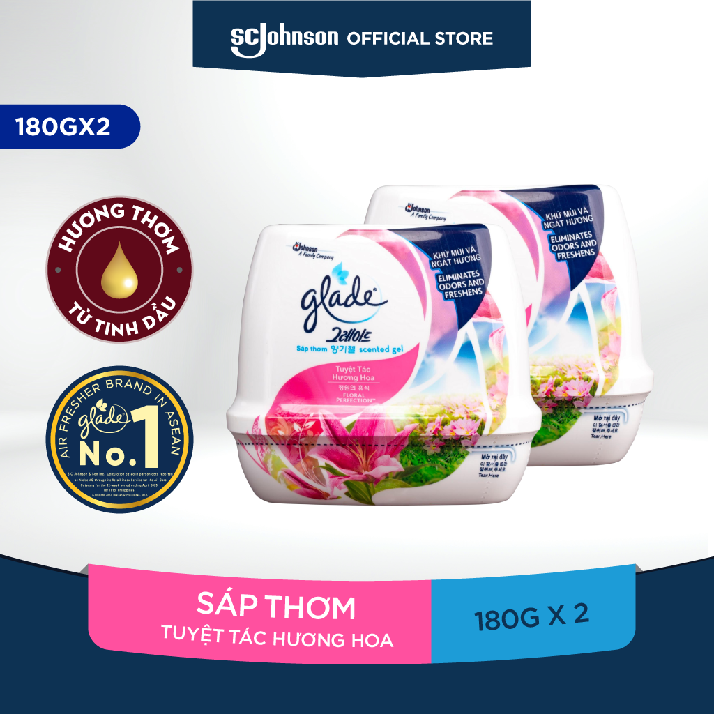 Bộ đôi GLADE Sáp Thơm Hương Cỏ Hoa 180gx2
