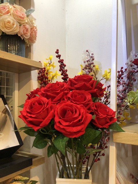 Cành hoa hồng nhung 1 bông cao cấp (50cm)
