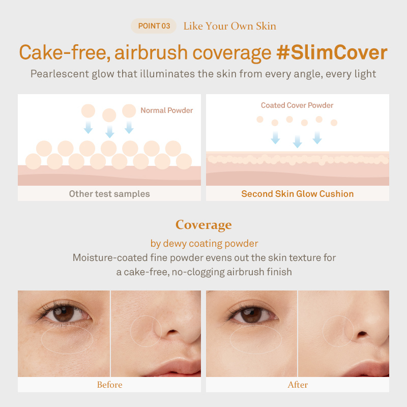 Phấn nước căng bóng thuần chay SPF 50+ hince Second Skin Glow Cushion 12G