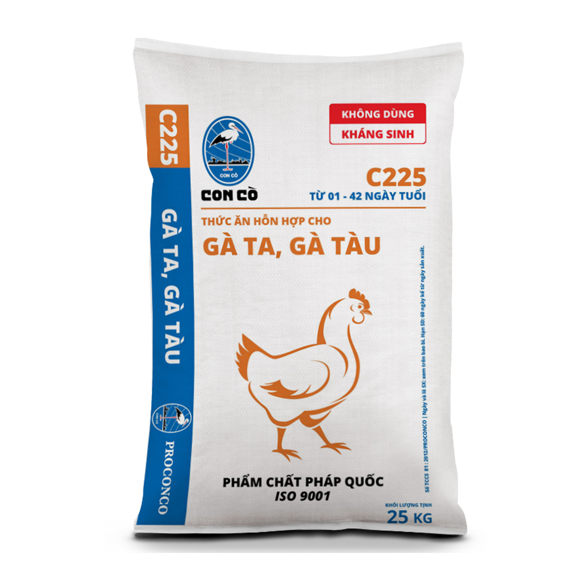BAO 25KG Thức Ăn Cho Gà Con C225 Cám Con Cò Cho Gà Từ 1 - 42 Ngày Tuổi