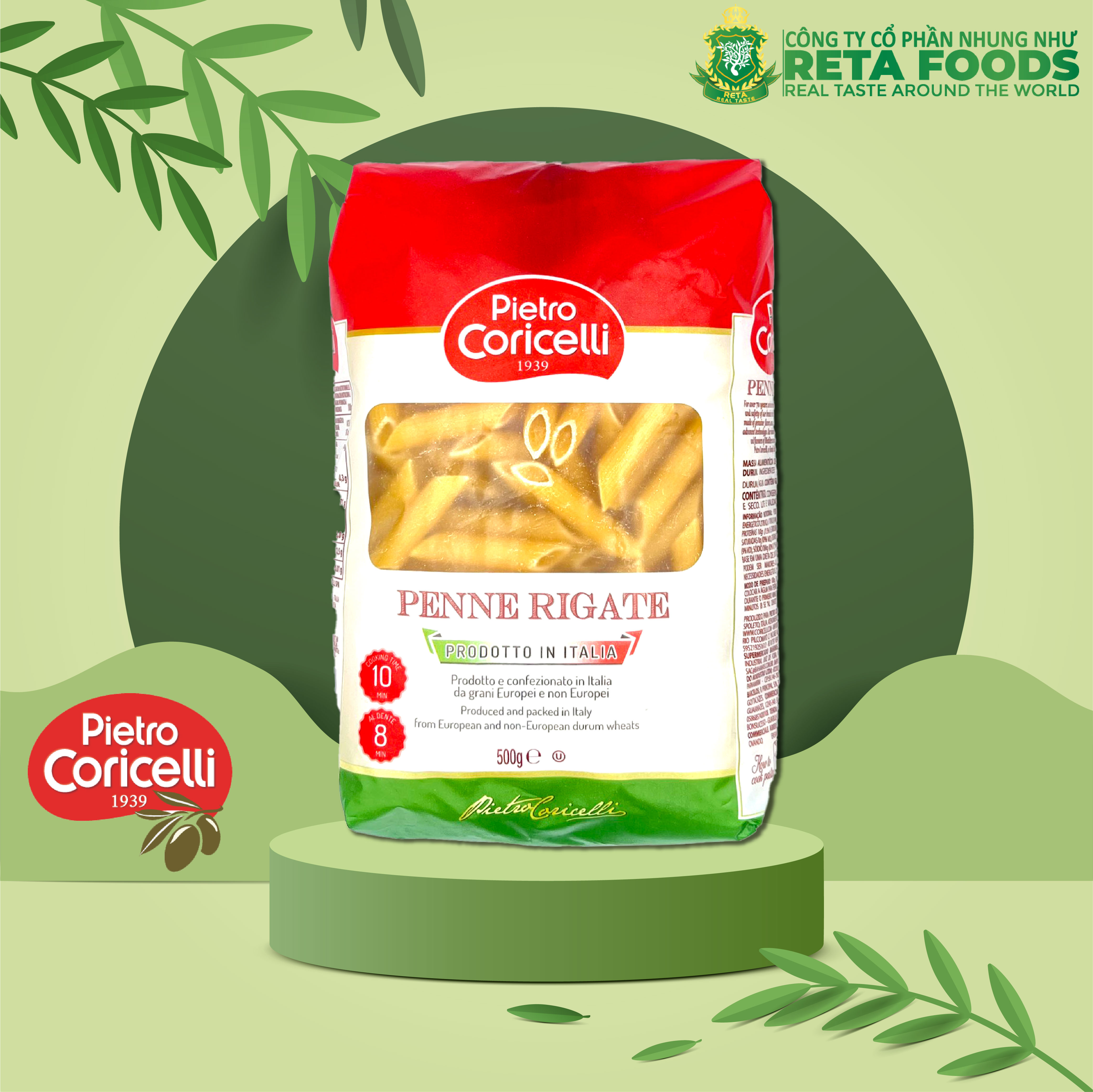 Nui Ý Pietro Coricelli Penne/Pasta (Nui Ống Xéo) 500gr