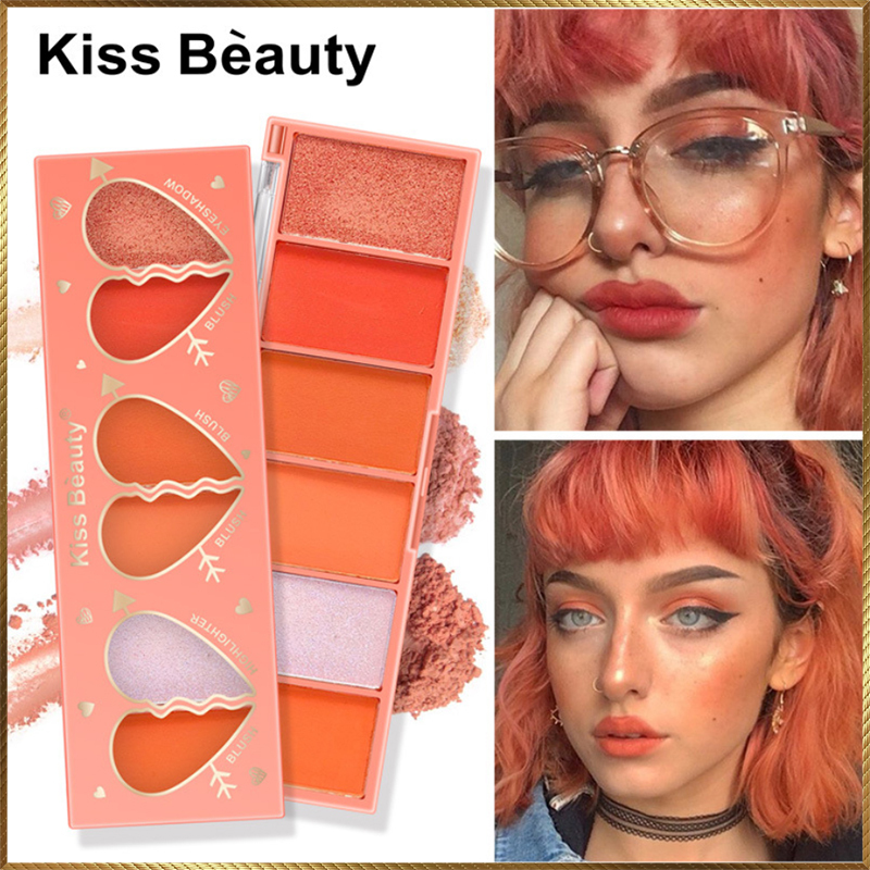 Bảng má hồng kiêm bóng mắt Kiss Beauty 6 ô màu MKB6 cao cấp