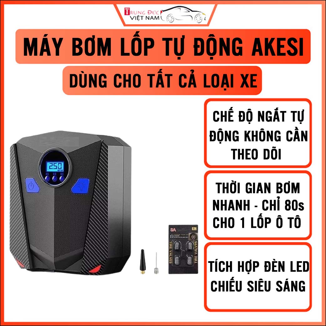 Máy bơm lốp xe ô tô điện tử, bơm đa năng dùng để bơm xe hơi, ô tô, xe máy, xe đạp - Quà tặng cây thông thơm treo xe.