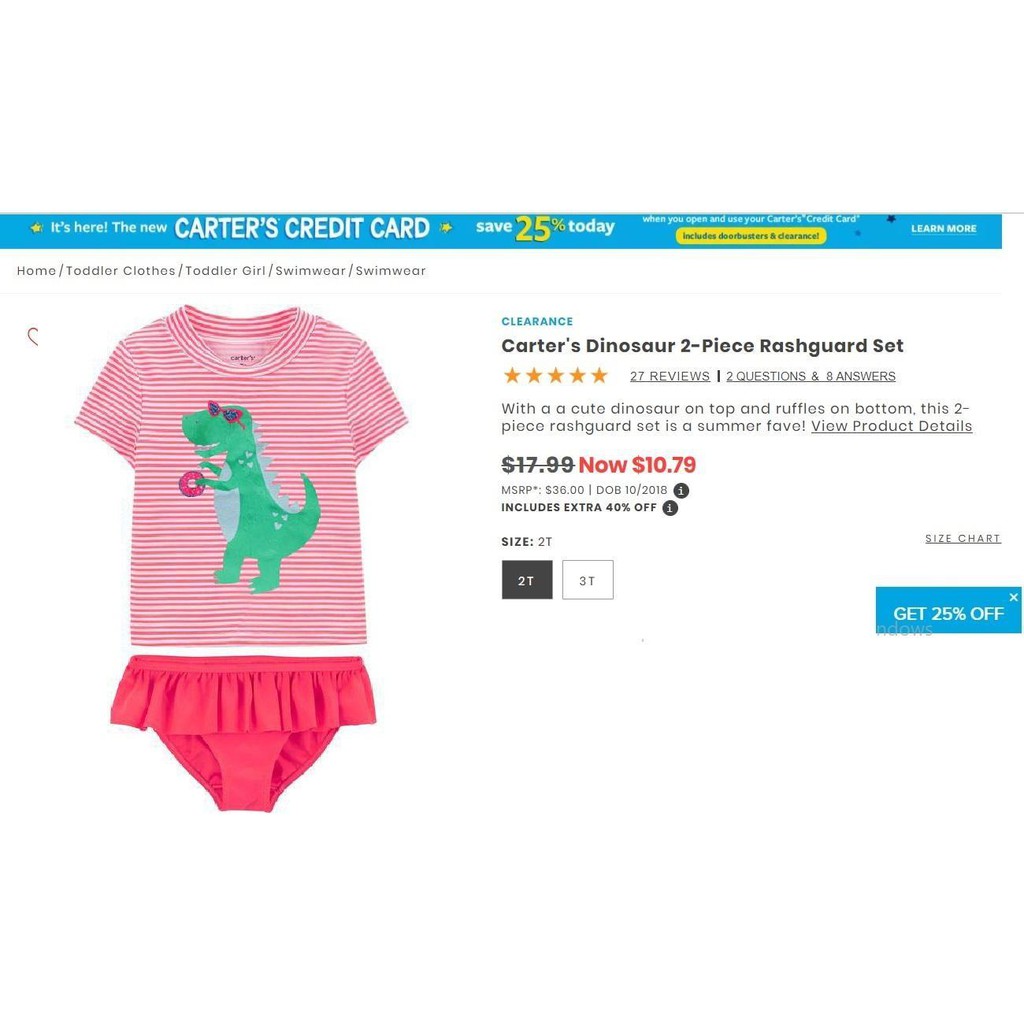 Set Bộ Bơi Carter Cho Bé Gái