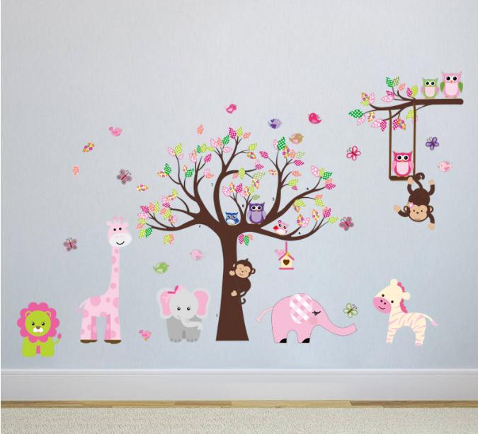 [HCM]Decal trang trí Thú và Cây Hồng size lớn