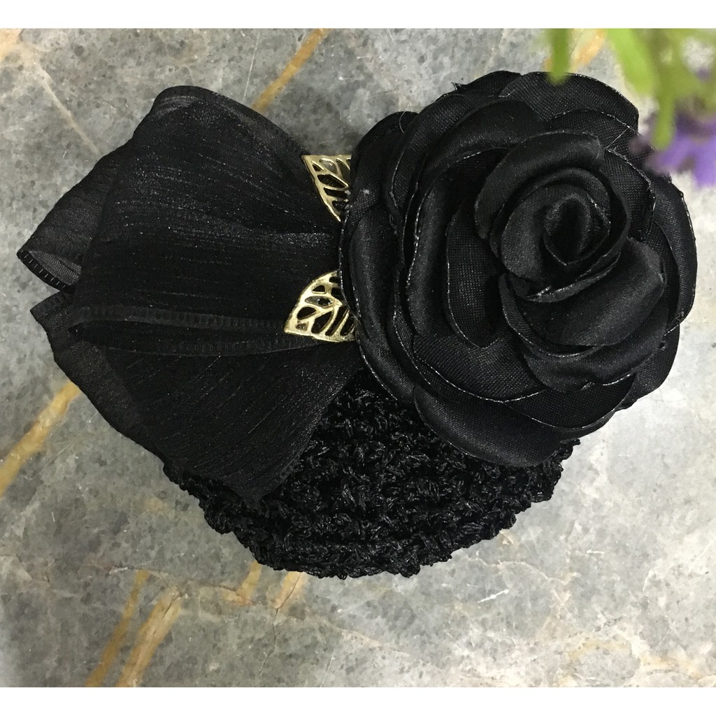 Kẹp búi tóc nơ đính hoa hồng đen ❤️Kẹp Nơ Tóc Đẹp❤️ Búi tóc / Hoa cài Tóc Đẹp/ Kẹp đính đá/ Phụ kiện cho nữ/ TRANG ĐIỂM