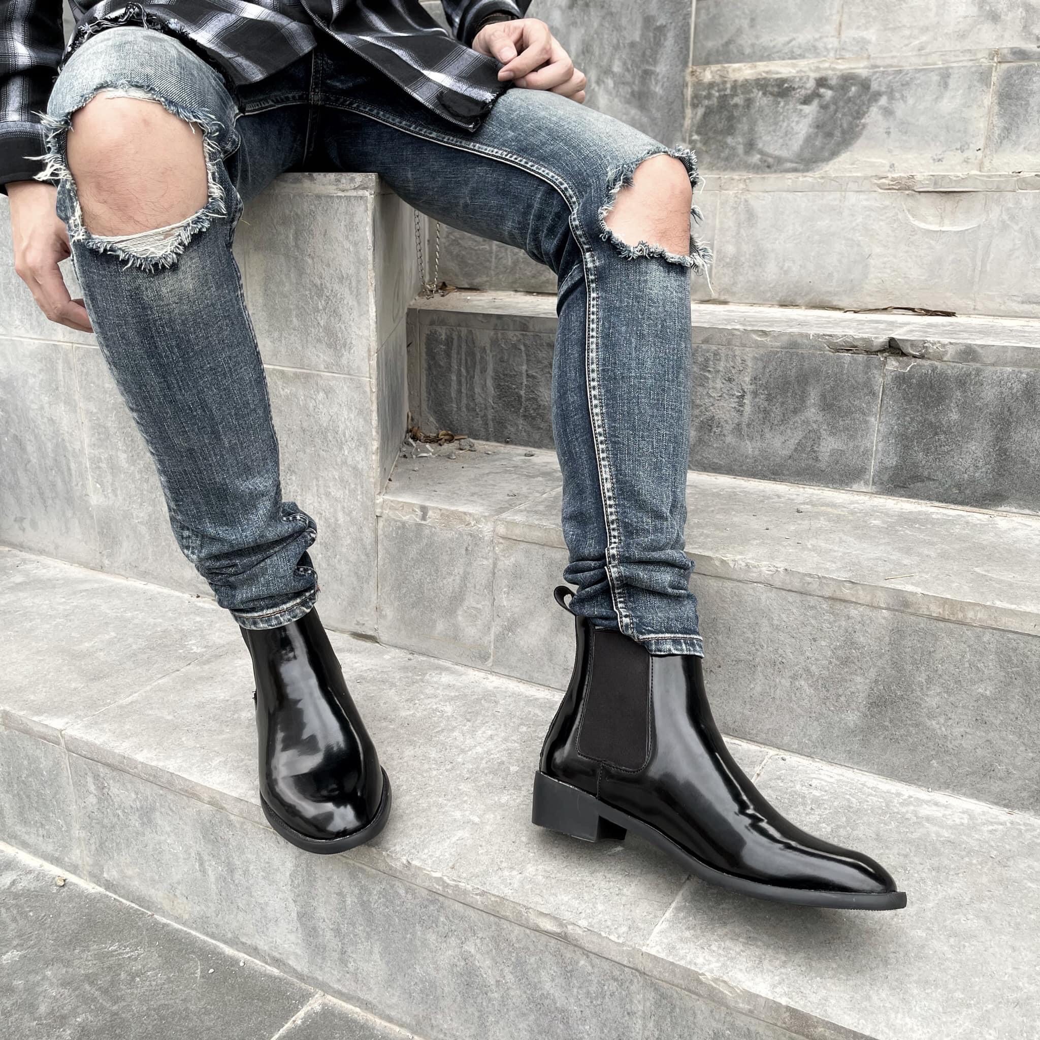 Giày Chelsea boot Nam - DySeven - Chất Liệu Cao Cấp Da Bóng Không Nhăn Nổi Bật Giữa Đám Đông