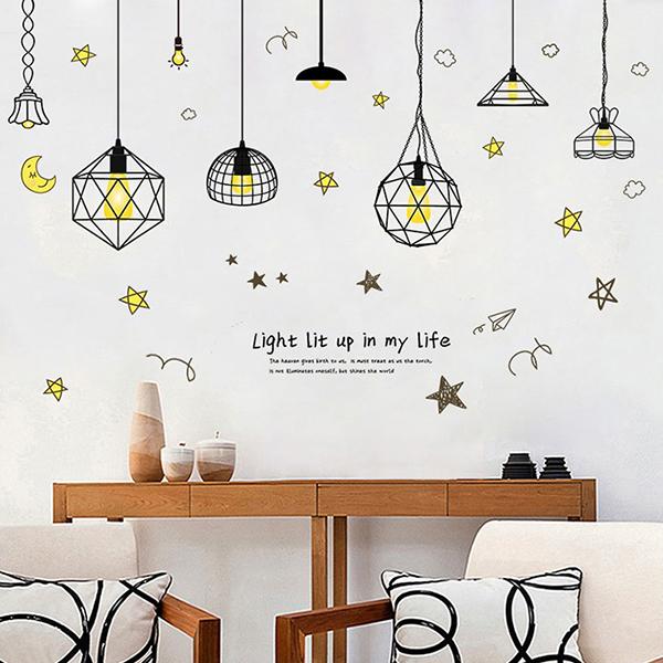 DECAL DÁN TƯỜNG CHÙM ĐÈN SAO VÀNG