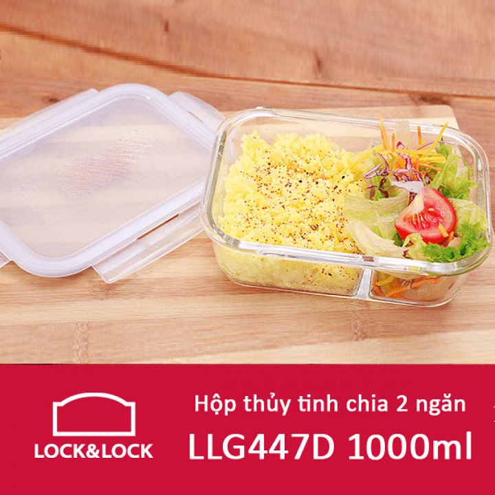 Hộp thủy tinh lock&lock chia 2 ngăn - hộp thủy tinh lock&lock chia 2 ngăn