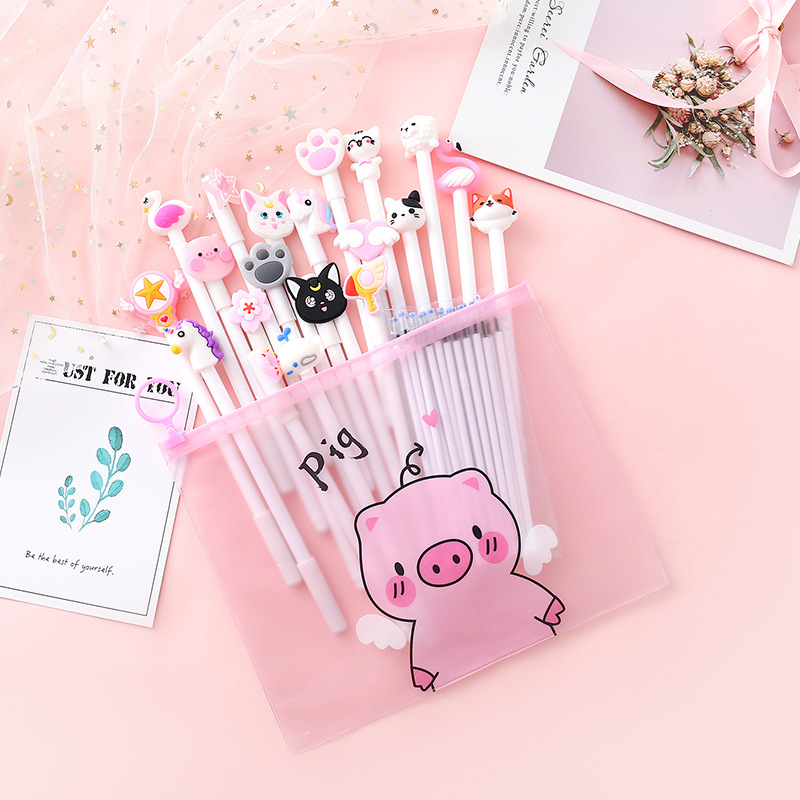 Combo 10 ~ 20 Bút Viết Siêu Cute Mực Đen + Quà Tặng