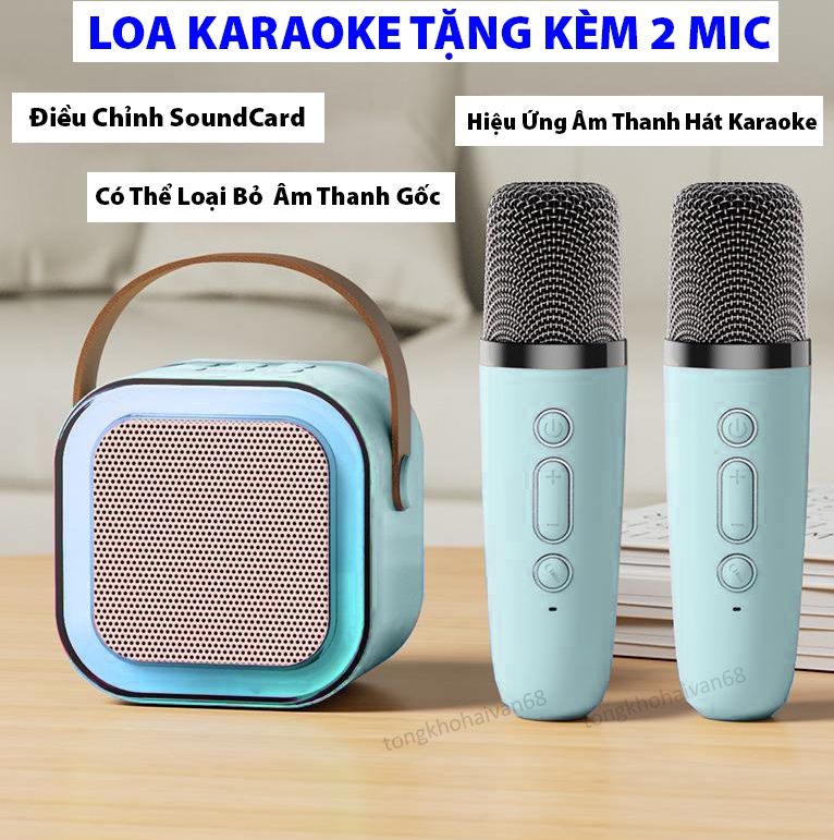 ( TẶNG KÈM 2 MÍC ) Bộ Loa Bluetooth Kèm 2 Mic Mini Tại Nhà K12 Đa Chức Năng, Loa Bluetooth Mini Dành Cho Trẻ Em , Người Lớn Vừa Nghe Vừa Hát Karaoke Cực Hay