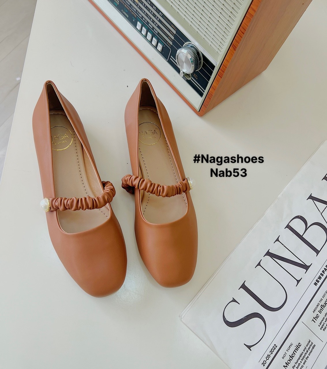 [9-11/9] VOUCHER 100K] GIÀY BÚP BÊ NAGASHOES QUAI NHÚN ĐÍNH NGỌC NAB53