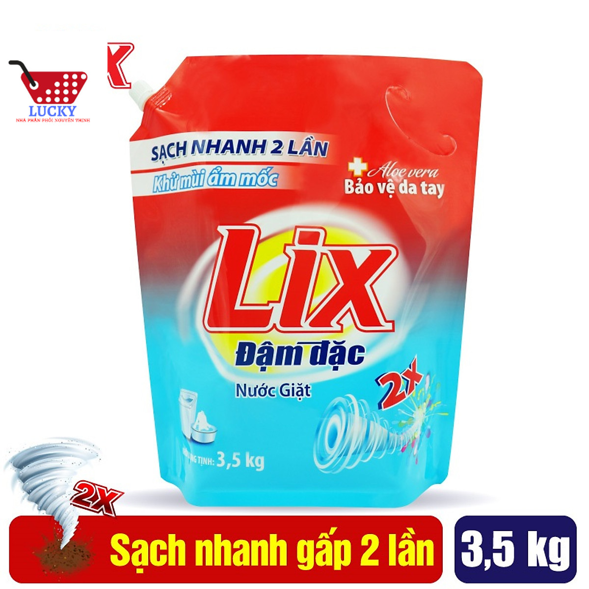 Túi nước giặt Lix Đậm Đặc 3.5Kg Hương Hoa ,Tẩy sạch mọi vết bẩn, Khử mùi ẩm mốc