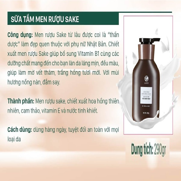 Bath Milk white leather men wine sake LACO 290g