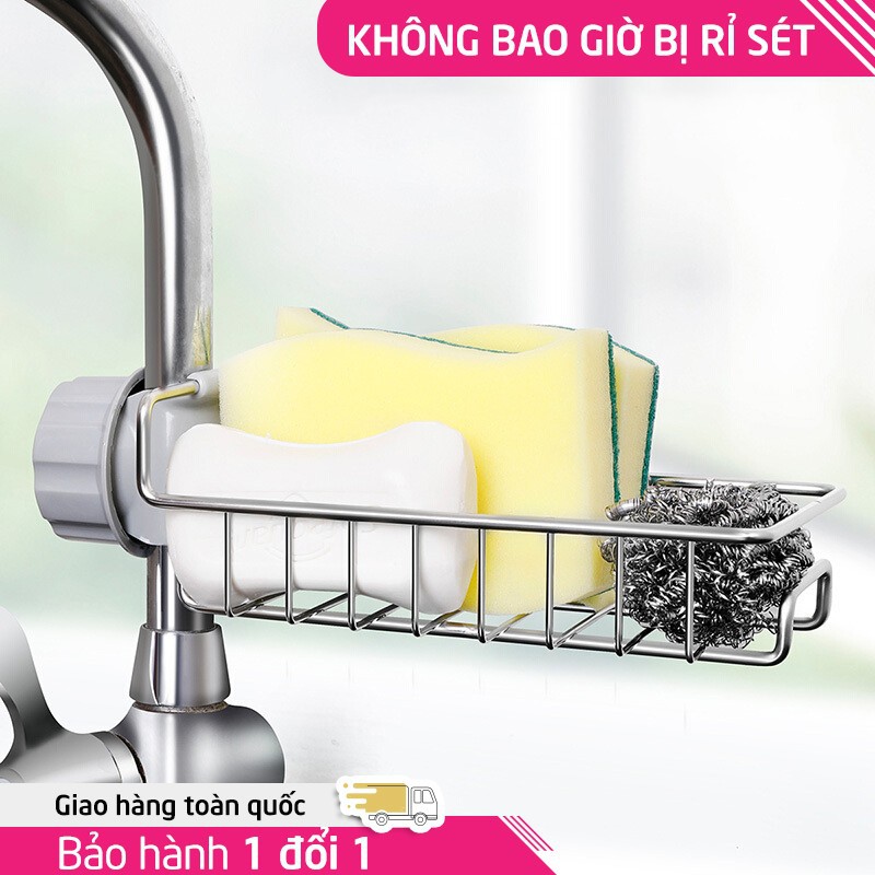 Giỏ inox gắn vòi rửa bát tiện lợi